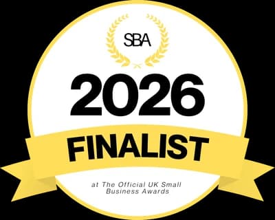 2026 Finalist badge from The UK Small Business Awards