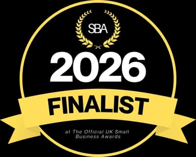 2026 Finalist badge from The UK Small Business Awards