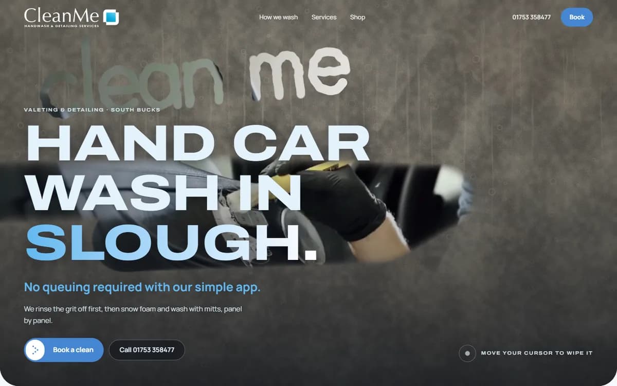 The CleanMe HandWash homepage concept we designed