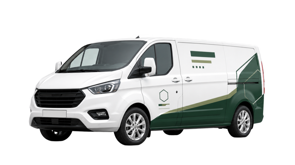 Branded trade work van, looking sharp on the road