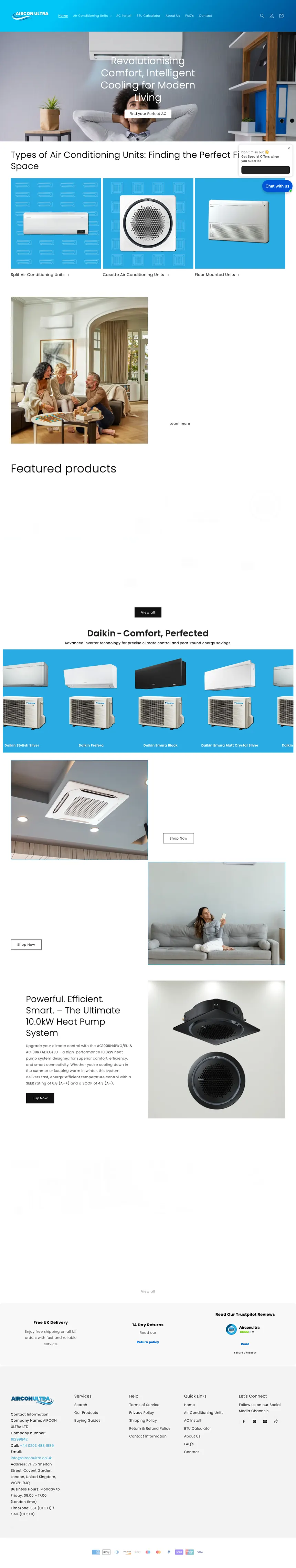 Aircon Ultra website, designed and built by SEO Engico